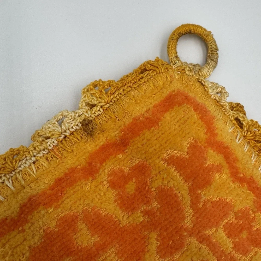 Vintage 70's Orange Two Tone‎ Terry Cloth Put Holder